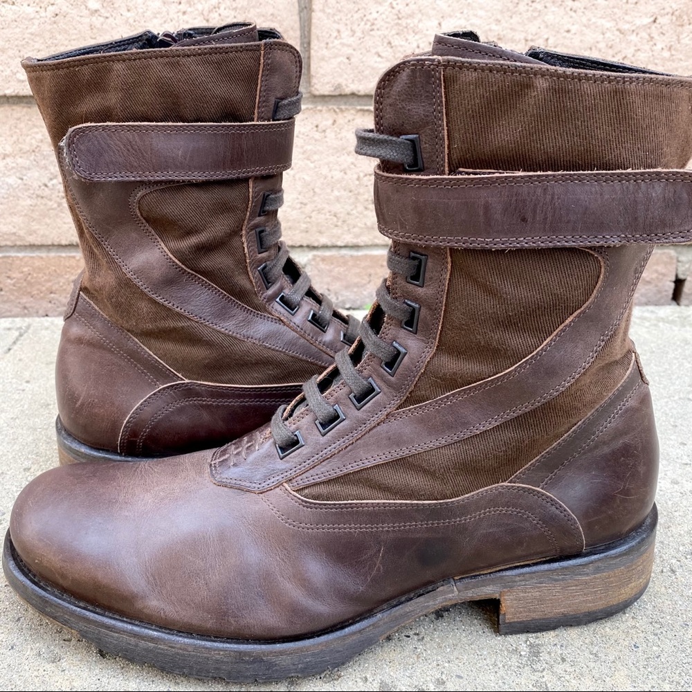Bacco Bucci Brown Leather & Canvas Boot Men’s 11